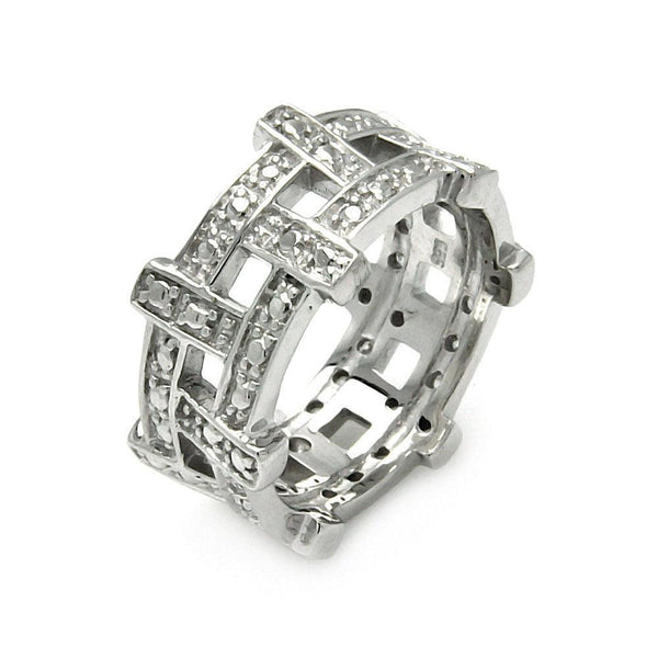 Closeout-Silver 925 Rhodium Plated CZ Weaved Eternity Ring - STR00184 | Silver Palace Inc.