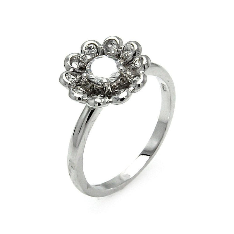 Closeout-Silver 925 Rhodium Plated CZ Flower Ring - STR00196 | Silver Palace Inc.