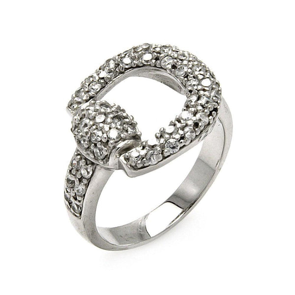 Closeout-Silver 925 Rhodium Plated CZ Belt Ring - STR00207 | Silver Palace Inc.