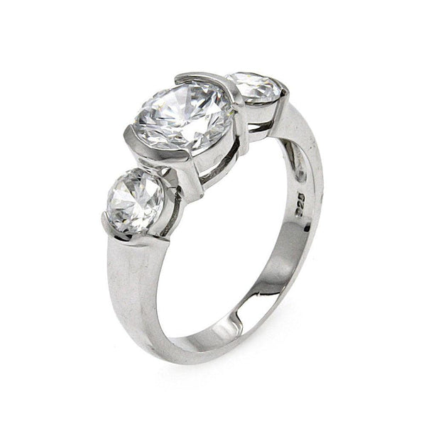 Silver 925 Rhodium Plated CZ Past Present Future Ring - STR00214 | Silver Palace Inc.
