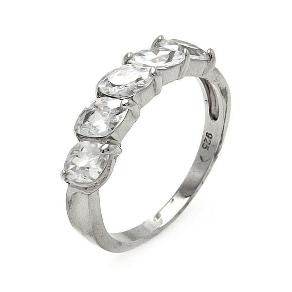 Closeout-Silver 925 Rhodium Plated 5 Set CZ Stone Ring - STR00249 | Silver Palace Inc.