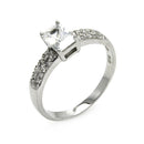 Silver 925 Rhodium Plated Rectangular CZ Ring - STR00255 | Silver Palace Inc.