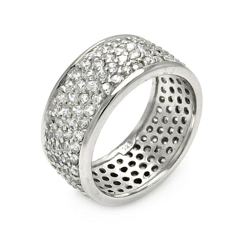 Silver 925 Rhodium Plated Pave Set CZ Ring - STR00256 | Silver Palace Inc.