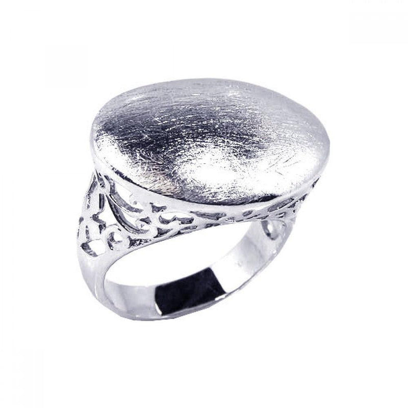 Closeout-Silver 925 Rhodium Plated Sand Blast Oval Ring - STR00327 | Silver Palace Inc.