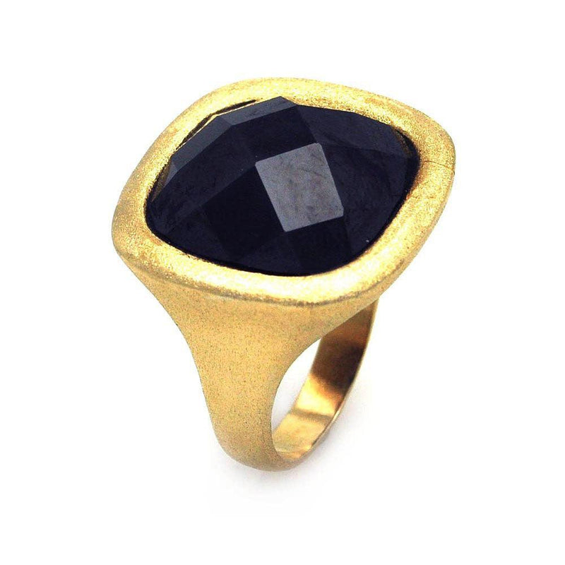 Closeout-Silver 925 Gold Plated Matte Finish Black CZ Ring - STR00377 | Silver Palace Inc.