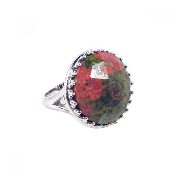 Silver 925 Rhodium Plated Red Stone Ring - STR00421 | Silver Palace Inc.