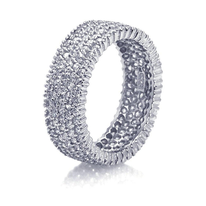 Silver 925 Rhodium Plated Pave Set Clear CZ Eternity Ring - STR00448CL | Silver Palace Inc.