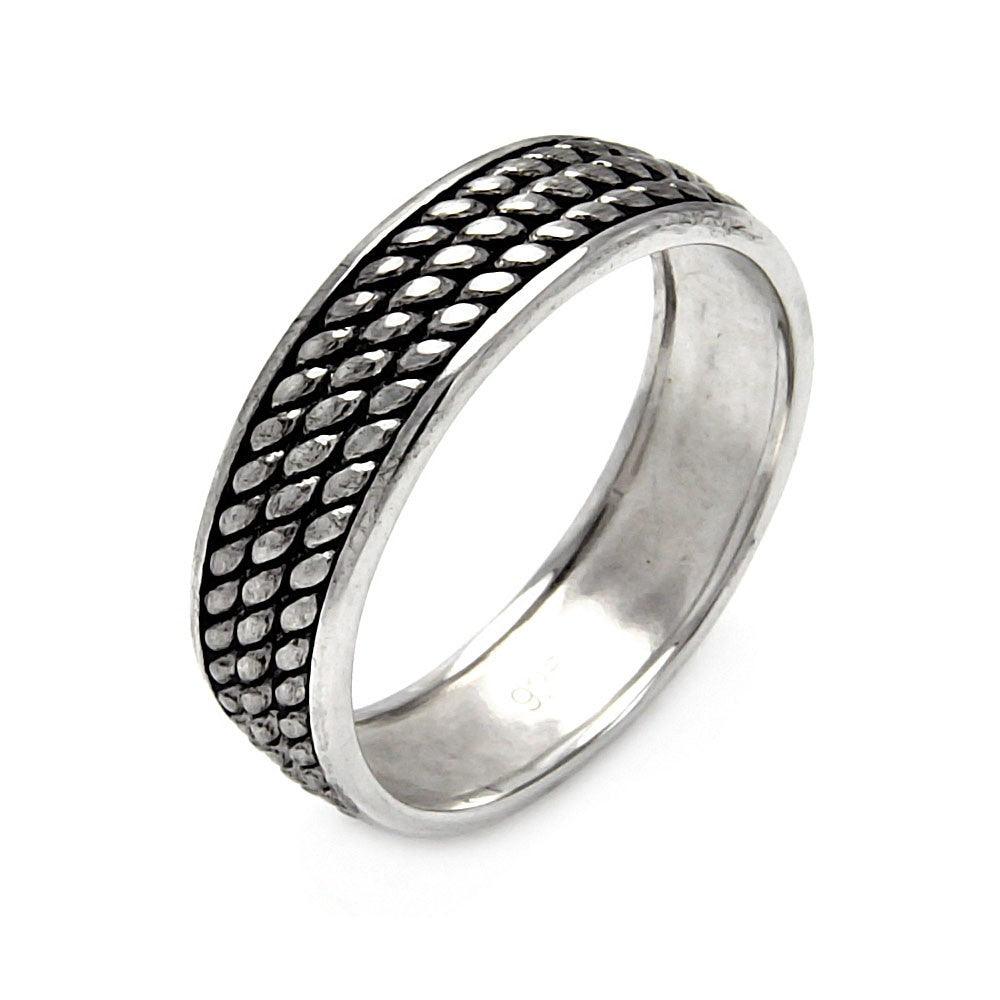 Silver 925 Oxidized Rhodium Plated Eternity Rope Ring STR00457