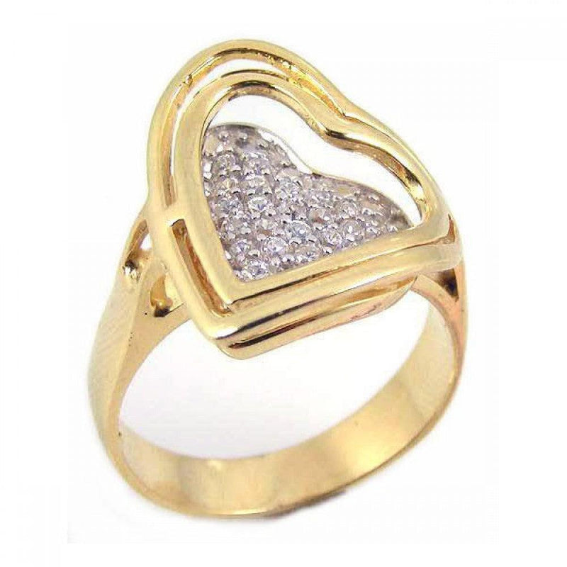 Closeout-Silver 925 Gold Plated Pave Set CZ Heart Ring - STR00460 | Silver Palace Inc.
