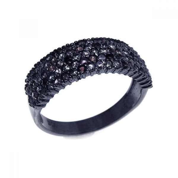 Closeout-Silver 925 Black Rhodium Plated Multi Color Pave Set CZ Ring - STR00500 | Silver Palace Inc.