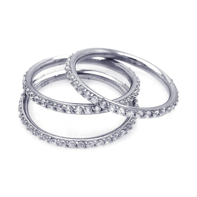 Silver 925 Rhodium Plated CZ Stackable Ring Set - STR00513 | Silver Palace Inc.