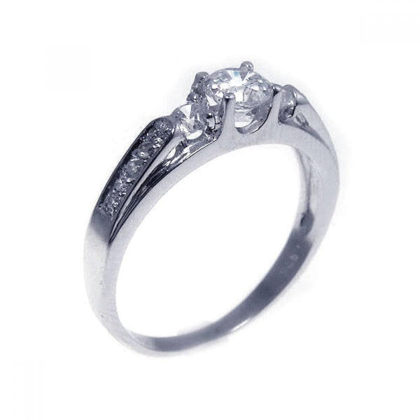 Silver 925 Rhodium Plated Clear Center CZ Ring - STR00551 | Silver Palace Inc.