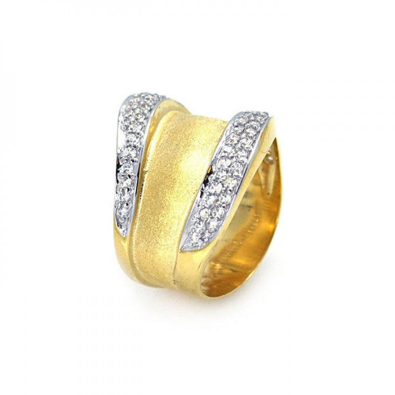 Closeout-Silver 925 Gold Plated Pave Set CZ Ring - STR00556 | Silver Palace Inc.