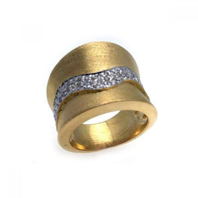 Closeout-Silver 925 Gold Plated Pave Set CZ Ring - STR00557 | Silver Palace Inc.