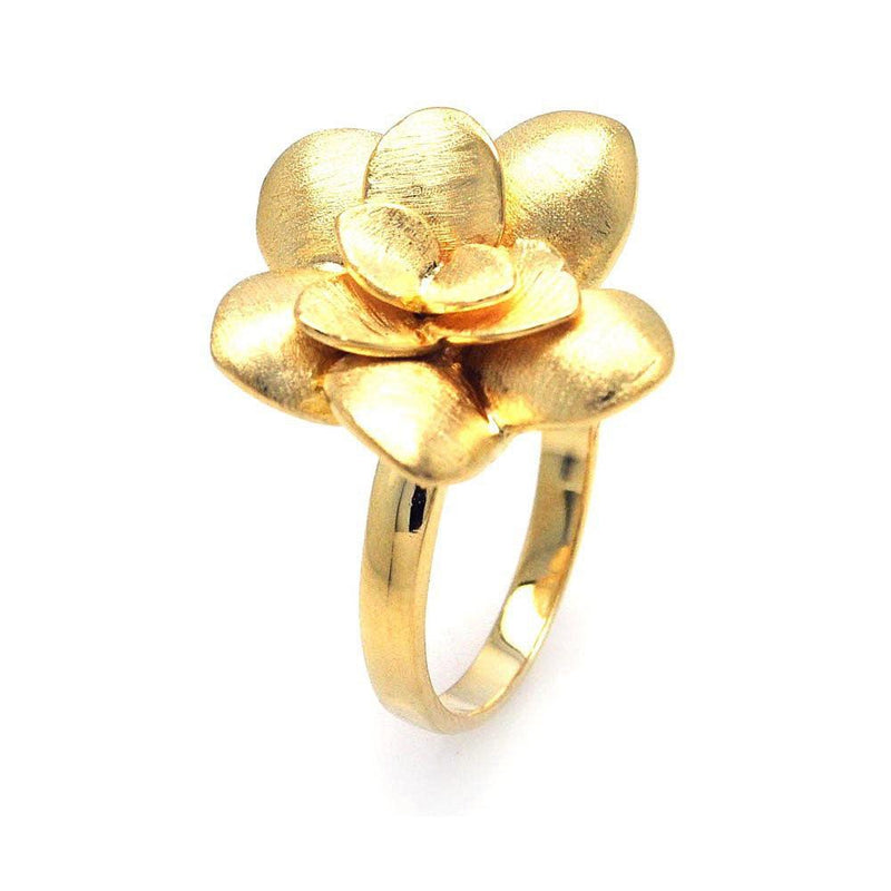 Closeout-Silver 925 Gold Plated Flower Ring - STR00577 | Silver Palace Inc.