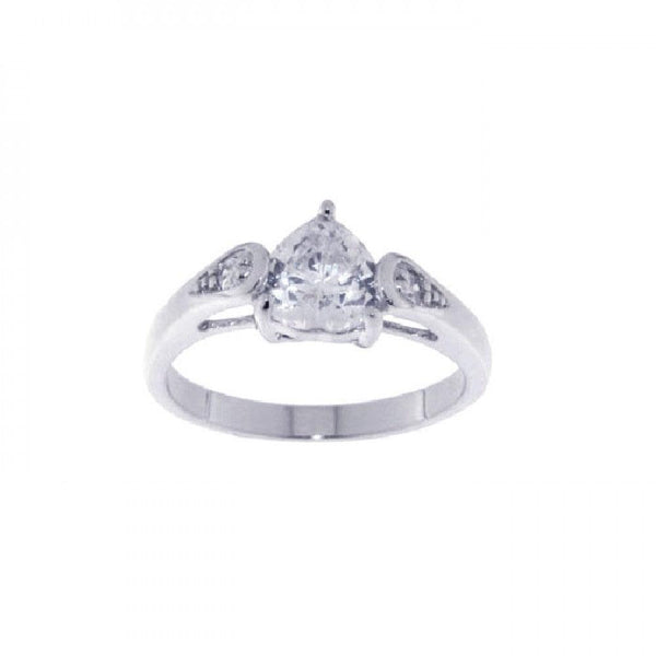 Silver 925 Rhodium Plated Clear Center CZ Ring - STR00579 | Silver Palace Inc.