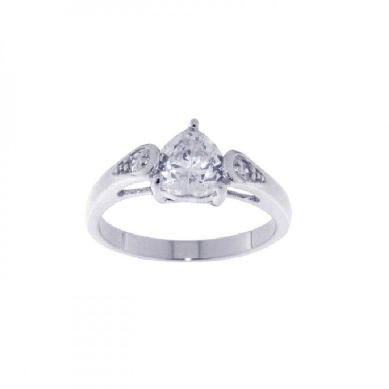 Silver 925 Rhodium Plated Clear Center CZ Ring - STR00579 | Silver Palace Inc.