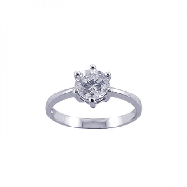 Silver 925 Rhodium Plated CZ Solitaire Ring - STR00598 | Silver Palace Inc.