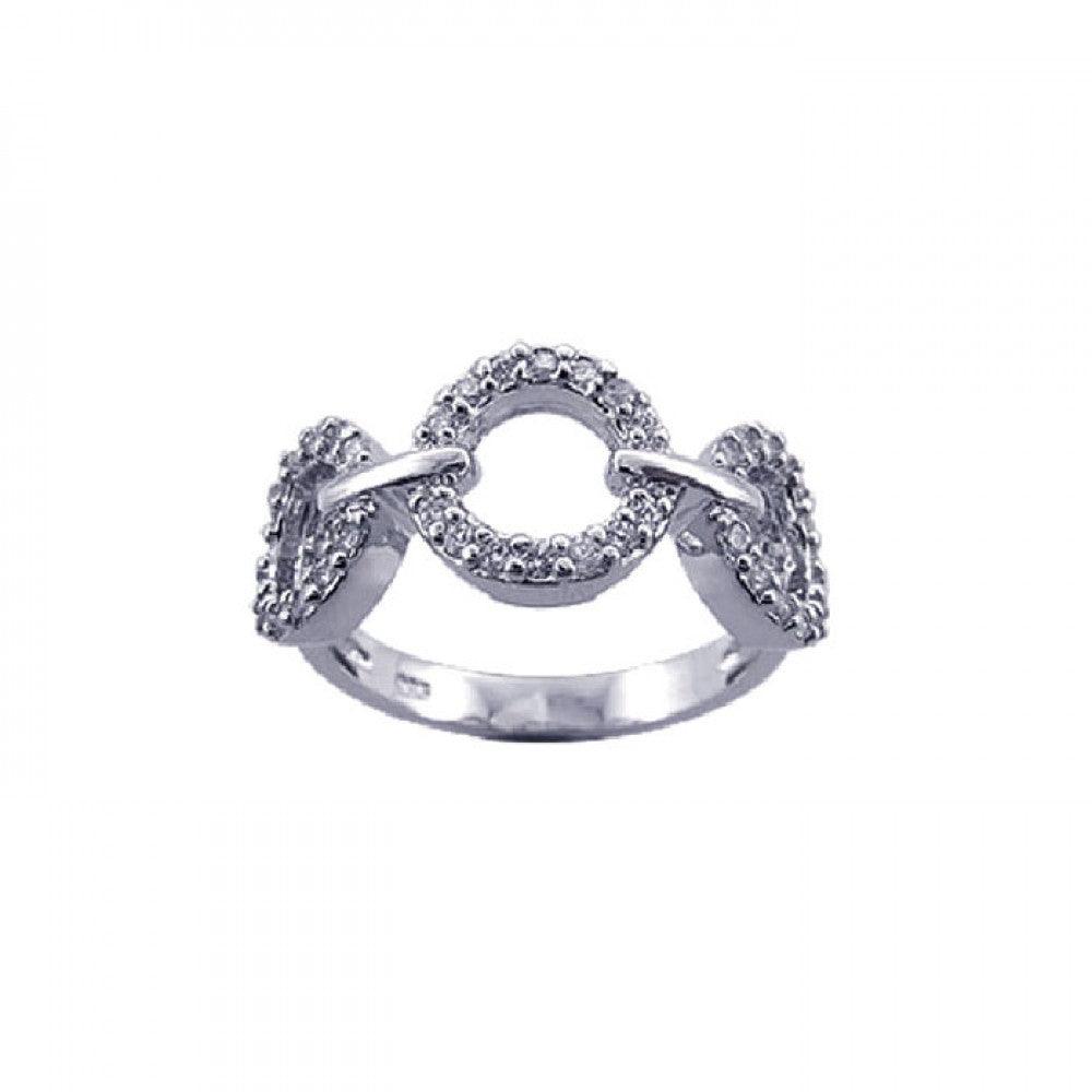 Silver 925 Rhodium Plated CZ 3 Open Circle Ring - STR00602 | Silver Palace Inc.