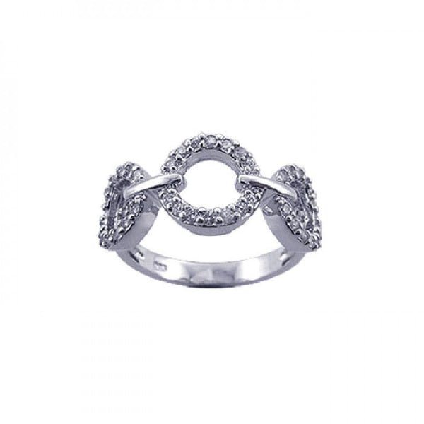 Silver 925 Rhodium Plated CZ 3 Open Circle Ring - STR00602 | Silver Palace Inc.