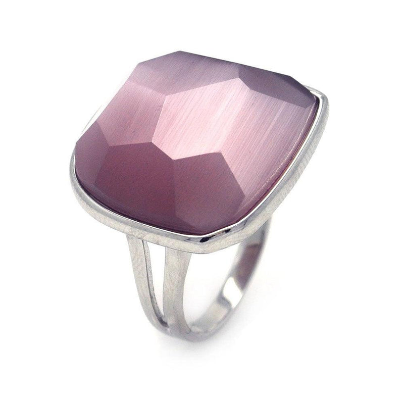 Closeout-Silver 925 Rhodium Plated Square Purple CZ Ring - STR00689 | Silver Palace Inc.