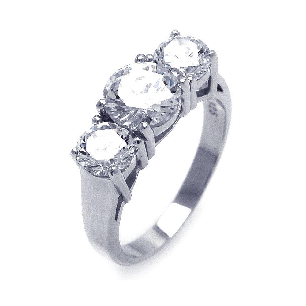 Silver 925 Rhodium Plated CZ Past Present Future Ring - STR00696 | Silver Palace Inc.