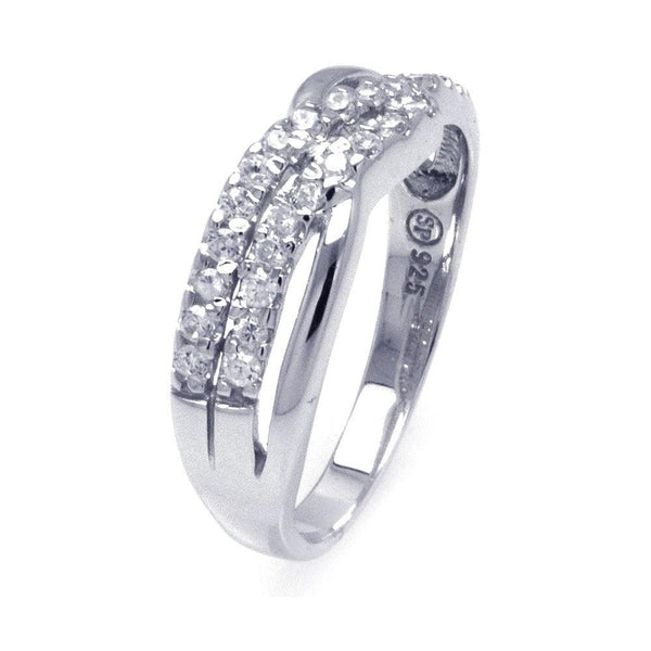 Silver 925 Rhodium Plated CZ Wave Ring - STR00783 | Silver Palace Inc.