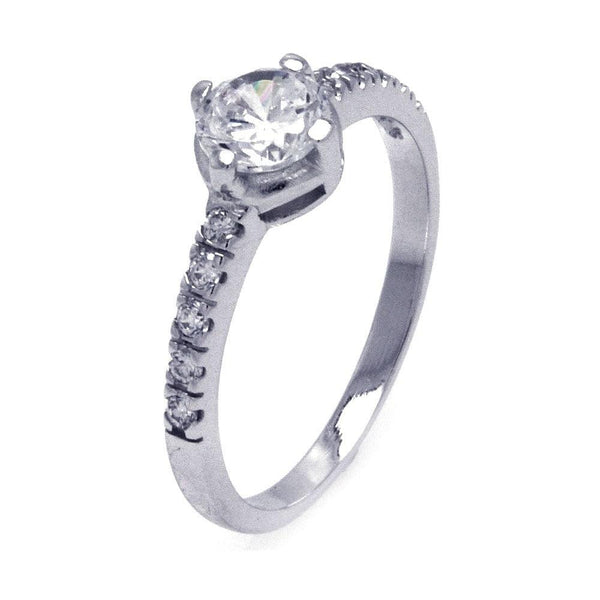 Silver 925 Rhodium Plated CZ Engagement Ring - STR00789 | Silver Palace Inc.