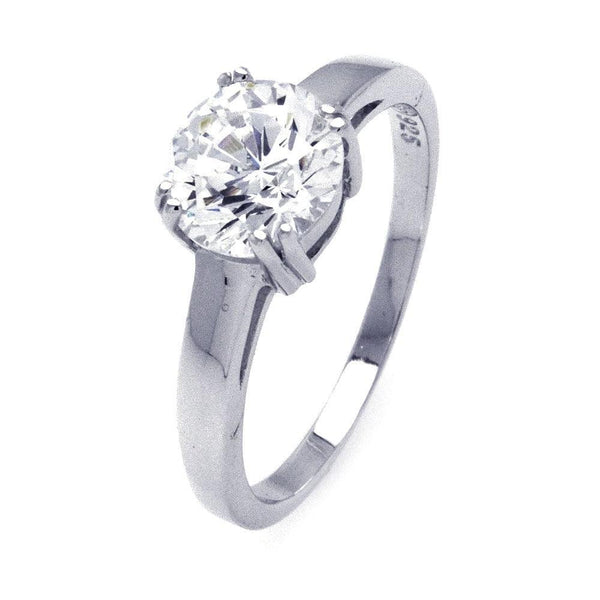 Silver 925 Rhodium Plated CZ Solitaire Ring - STR00790 | Silver Palace Inc.