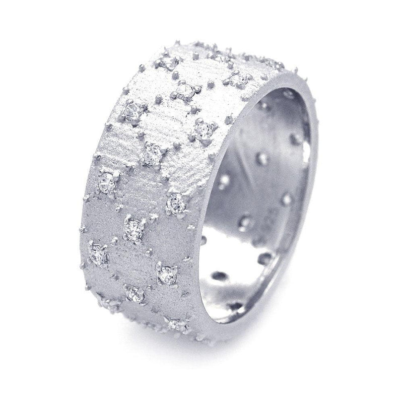 Closeout-Silver 925 Rhodium Plated Matte Finish CZ Eternity Ring - STR00827 | Silver Palace Inc.