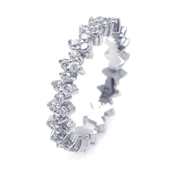 Silver 925 Rhodium Plated Clear Double Sided CZ Stackable Eternity Ring - STR00829 | Silver Palace Inc.