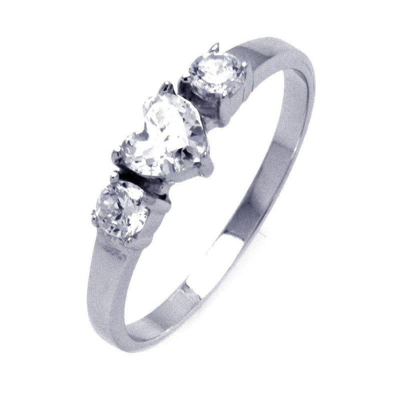 Silver 925 Rhodium Plated CZ Past Present Future Heart Ring - STR00835 | Silver Palace Inc.