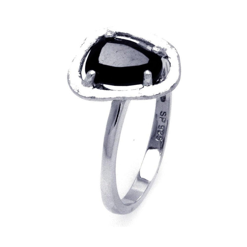 Silver 925 Rhodium Plated Black Center CZ Ring - STR00875 | Silver Palace Inc.