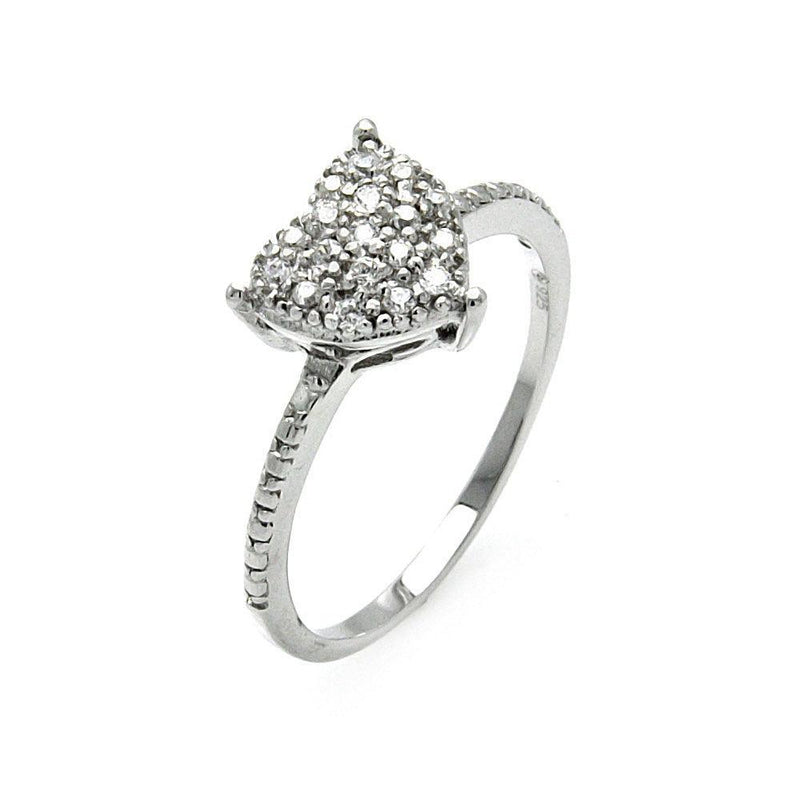 Closeout-Silver 925 Rhodium Plated Small Round Clear CZ Heart Ring - STR00912 | Silver Palace Inc.