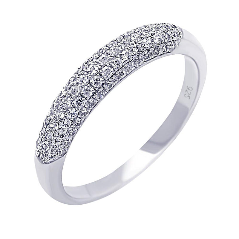 Silver 925 Rhodium Plated Micro Pave CZ Ring - ACR00032 | Silver Palace Inc.