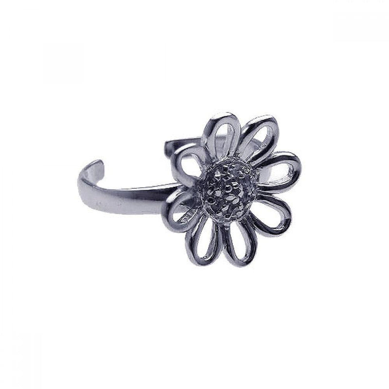 Silver 925 Rhodium Plated Clear CZ Daisy Flower Toe Ring - CZTR6 | Silver Palace Inc.