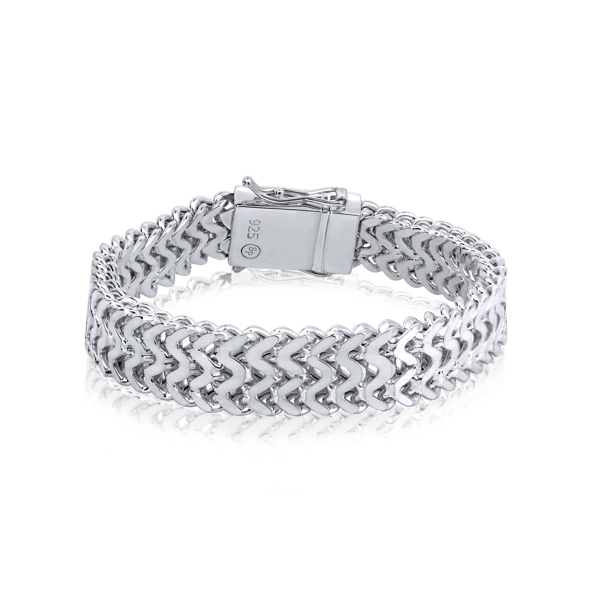Sterling Silver High Zig Bracelet 13.6mm | Silver Palace Inc.