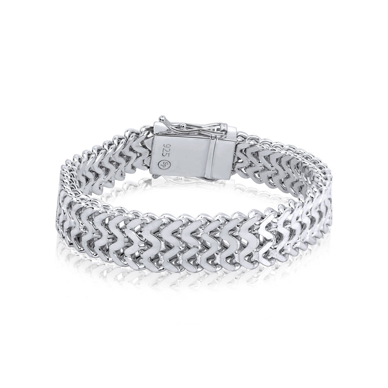 Pulsera de plata de ley con zigzag alto de 13,6 mm - CHHB003