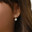 14E00176. - 14 Karat Yellow Gold Flower Front and Back Earring