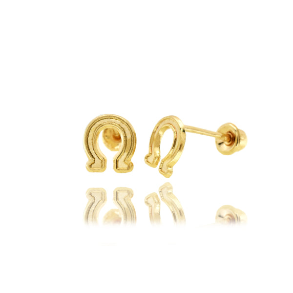 14E00353 - 14 Karat Yellow Gold 4.9mm x 5.6mm Omega Screw Back Earring