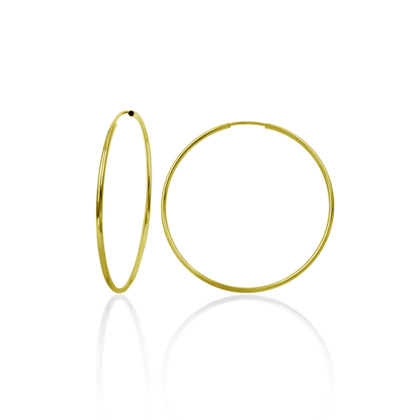14E00361 - Pendientes de aro de alambre de 1 mm de oro amarillo de 14 quilates