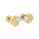 14E00389. - Aretes con rosca de luna y estrella de oro amarillo de 14 quilates