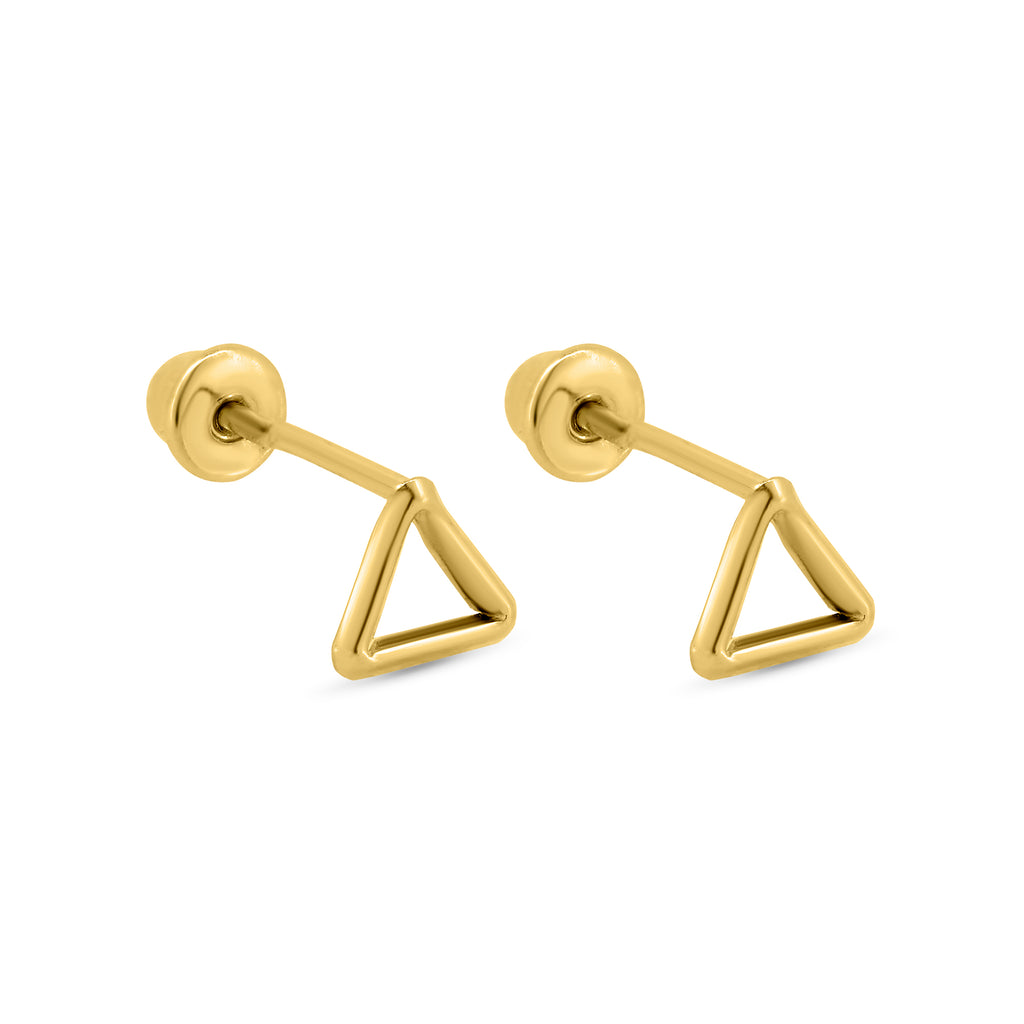 14E00397. - 14 Karat Yellow Gold Triangle Screw Back Earrings
