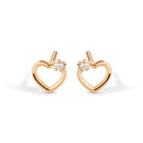 14E00437. - 14 Karat Heart Silhoutte Clear CZ Screw Back Earrings