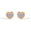 14E00440. - 14 Karat Heart Clear CZ Screw Back Earrings