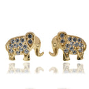 14E00463. - 14 Karat Yellow Gold Elephant Clear CZ 8mm x 7mm Screw Back Earring