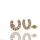 14E00470 - 14 Karat Yellow Gold Horseshoe Clear CZ 6.7mm Screw Back Earring