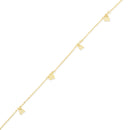 14KB0003. - 14 Karat Yellow Gold Diamond Cut Heart Charms 4mm Adjustable Bracelet