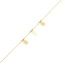 14KB0004. - 14 Karat Yellow Gold Diamond Cut Beads Guadalupe and Cross Charms Adjustable Bracelet