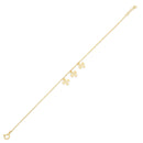 14KB0005. - 14 Karat Yellow Gold Diamond Cut Four Leaf Clover Charms Adjustable Bracelet